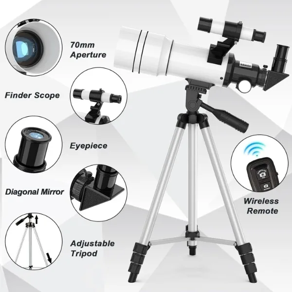 ToyerBee Telescope for Adults & Kids, 70mm Aperture Astronomical Refractor Telescopes for Astronomy Beginners (15X-150X)