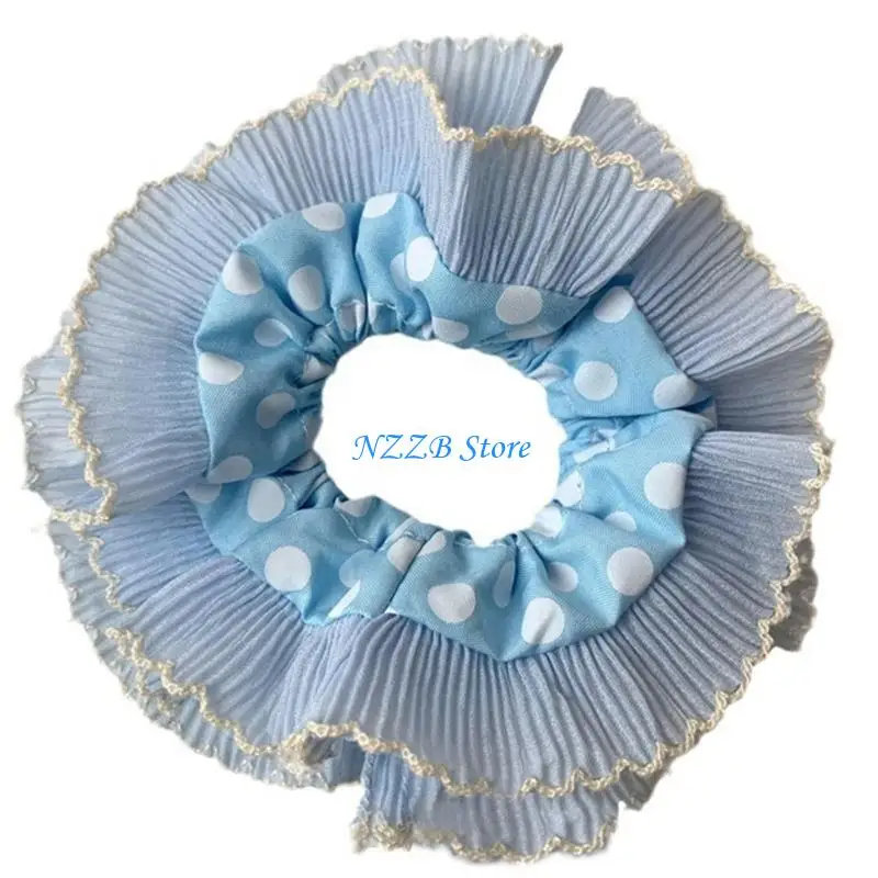 

T21F Scrunchies for Women Double Layer Large Elastic Hairbands French Hair Scrunchy
