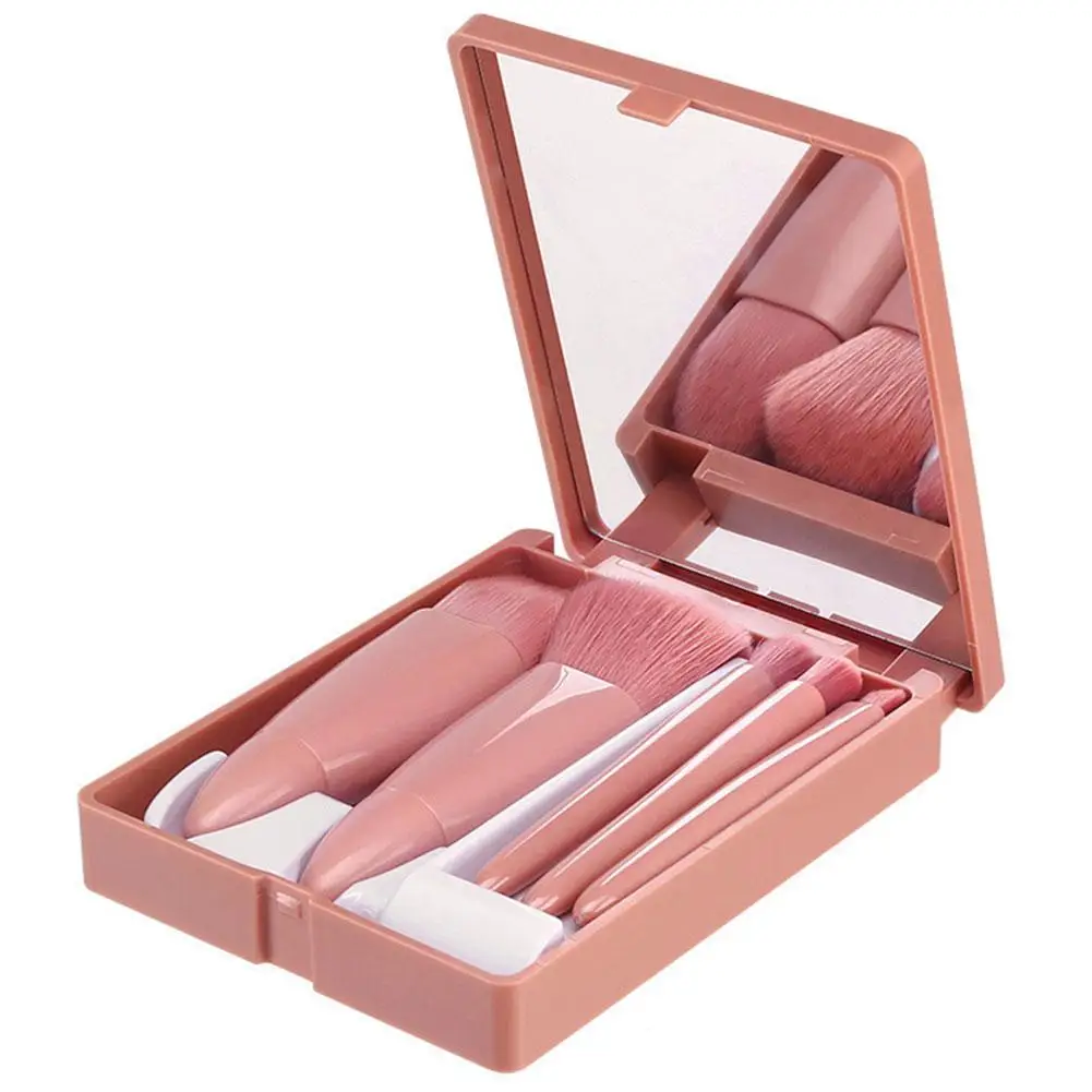 5Pcs Travel Size Makeup Brushes Set Mini Makeup Brushes, Small Complete Function Cosmetic Brushes Kit With Case And Mirror Perfe