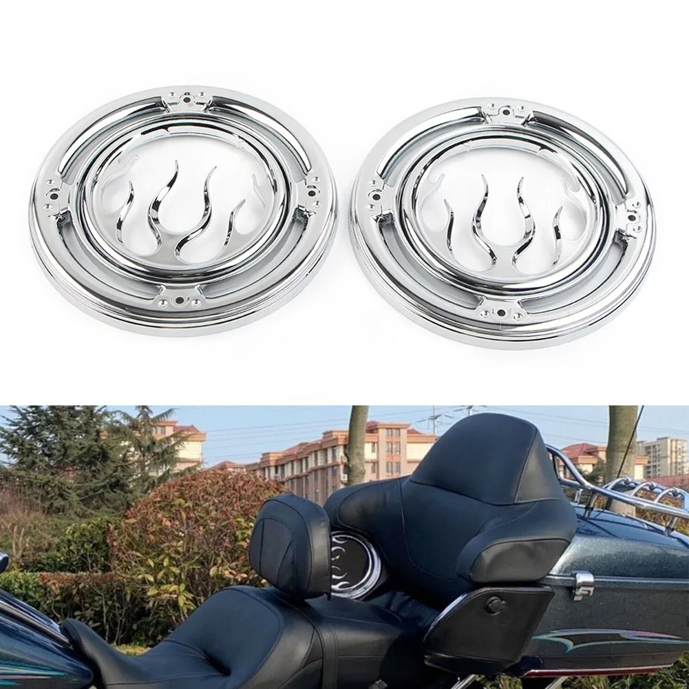 

1 Pair Chrome ABS Motorcyclce Rear Speaker Accent Trim Cover For Harley Electra Street Tri Glide