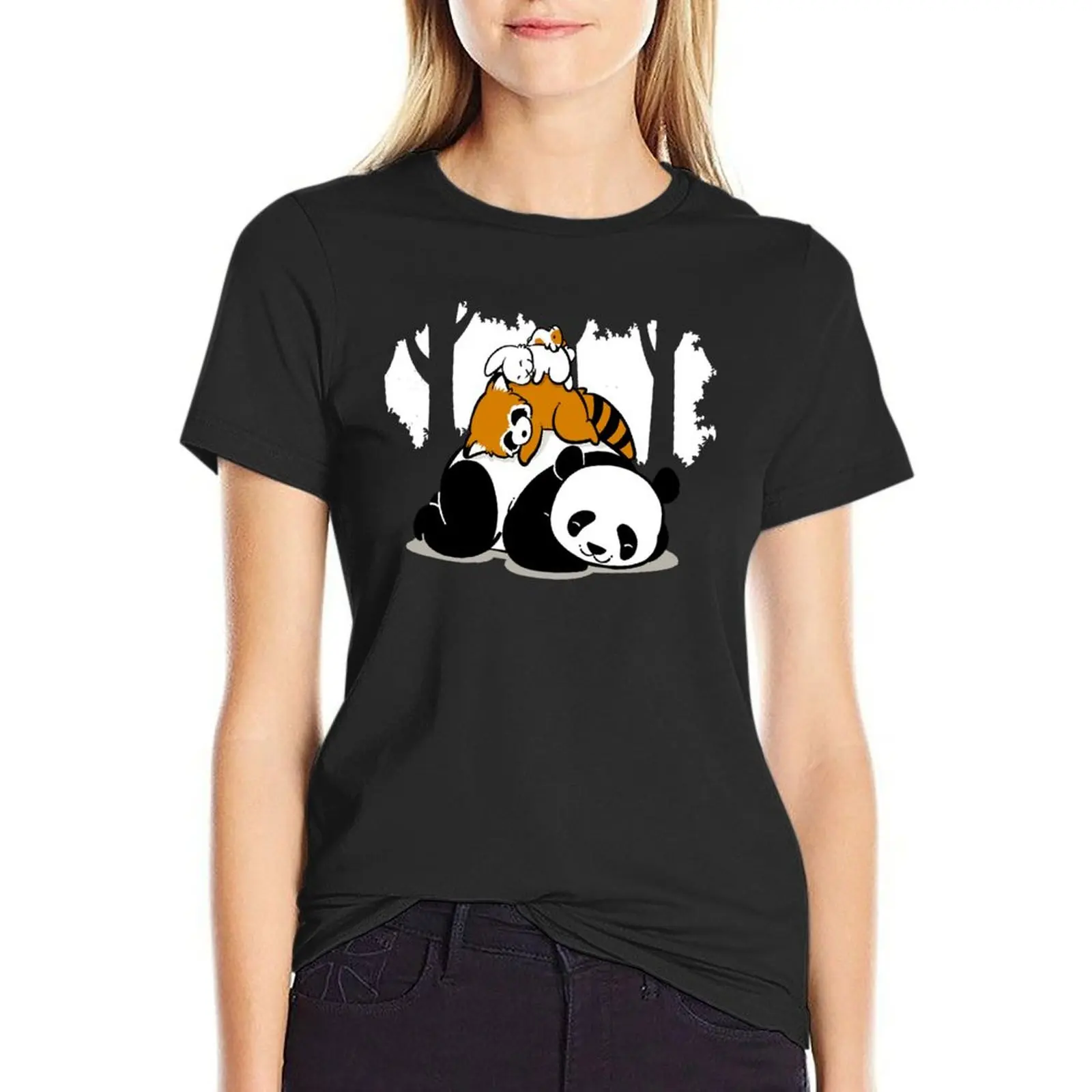 

Comfy Sleeping Panda T-Shirt shirts graphic tees summer top Women's clothing