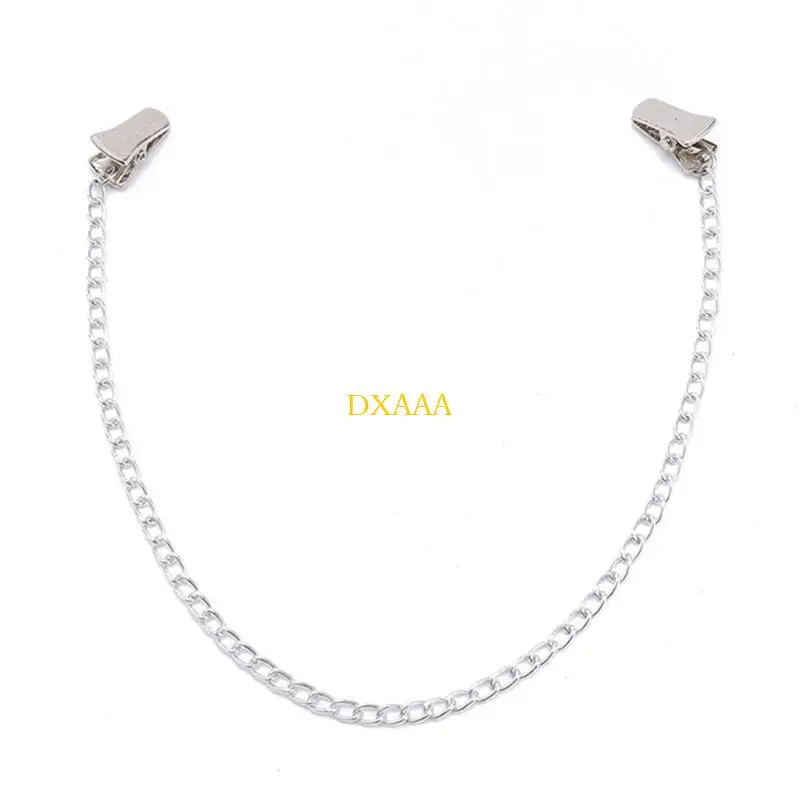 DXAA 2 قطع أنيقة سترة سلسلة كليب فضية اللون سلسلة معدنية للنساء حامل نظارات سلسلة القميص لارتداء اليومي #2