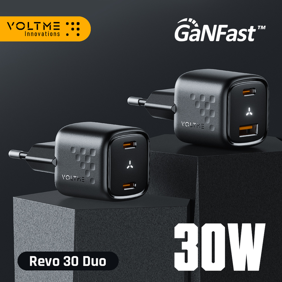  VOLTME 30W GaN Charger USB A + USB C Charger Fast Charging PD 3.0 QC 4.0+ Support PPS AFC FCP SCP MTK For iPhone 15 14 Pro Max 