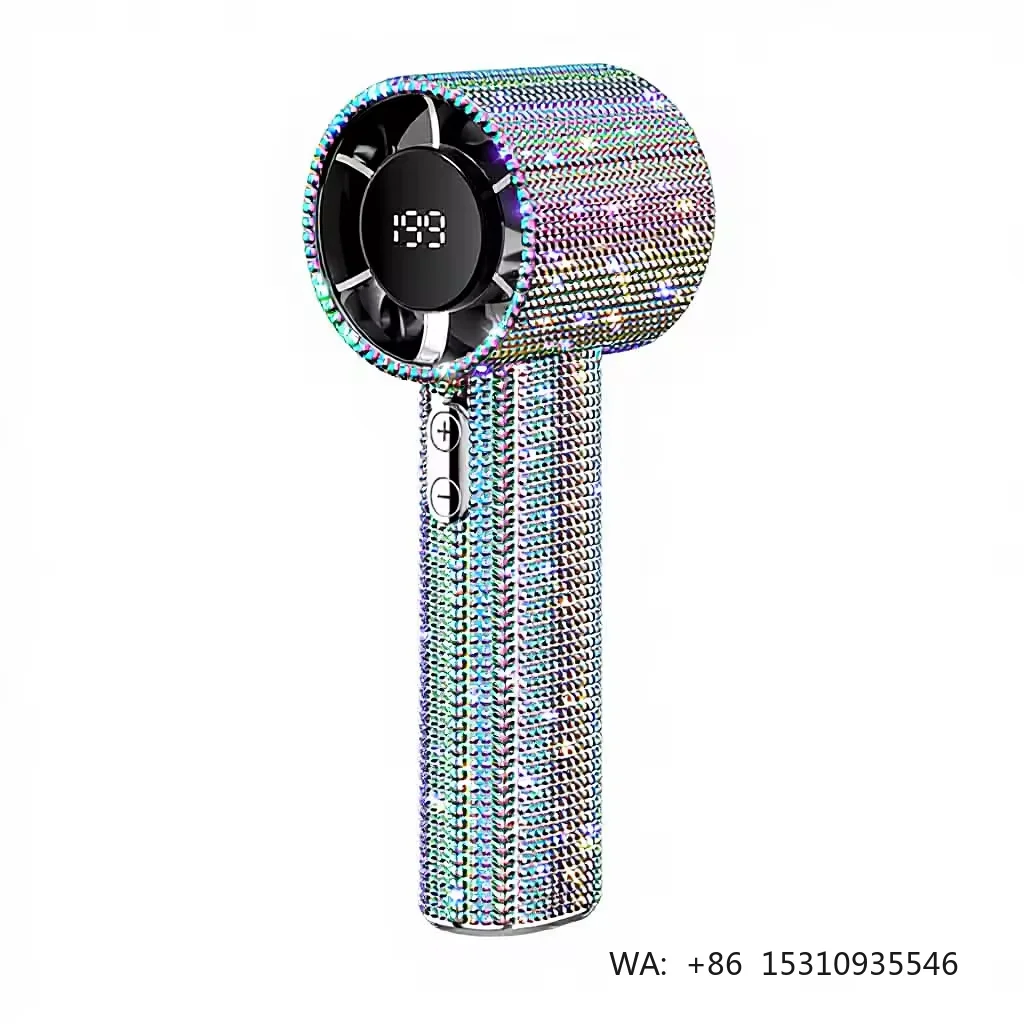 2026 New Product  1800mAh Color Diamond Handheld Fan Bling Rhinestone Portable Mini Fan Summer Fan Factory Price