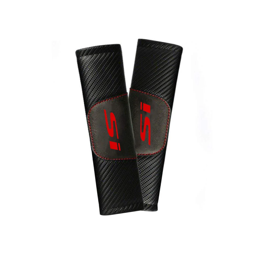 

2Pcs Carbon Fiber Leather Seat Belt Cushions Shoulder Pad Soft for Civic,Safety Belt Cover Pad More Comfortable Driving
