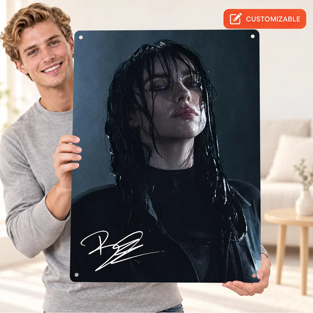 Billie Eilish Aluminum Poster Customized Metal Sign Color Portrait Photography Wall Art For Listening Room Music Enthusiast Gift