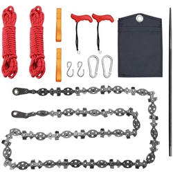 53 Inch Hand Rope Chain Saw 68 Teeth Folding Pocket Rope Chainsaw Tree Cutting Tool for Gardening Camping Outdoor Survive Tool