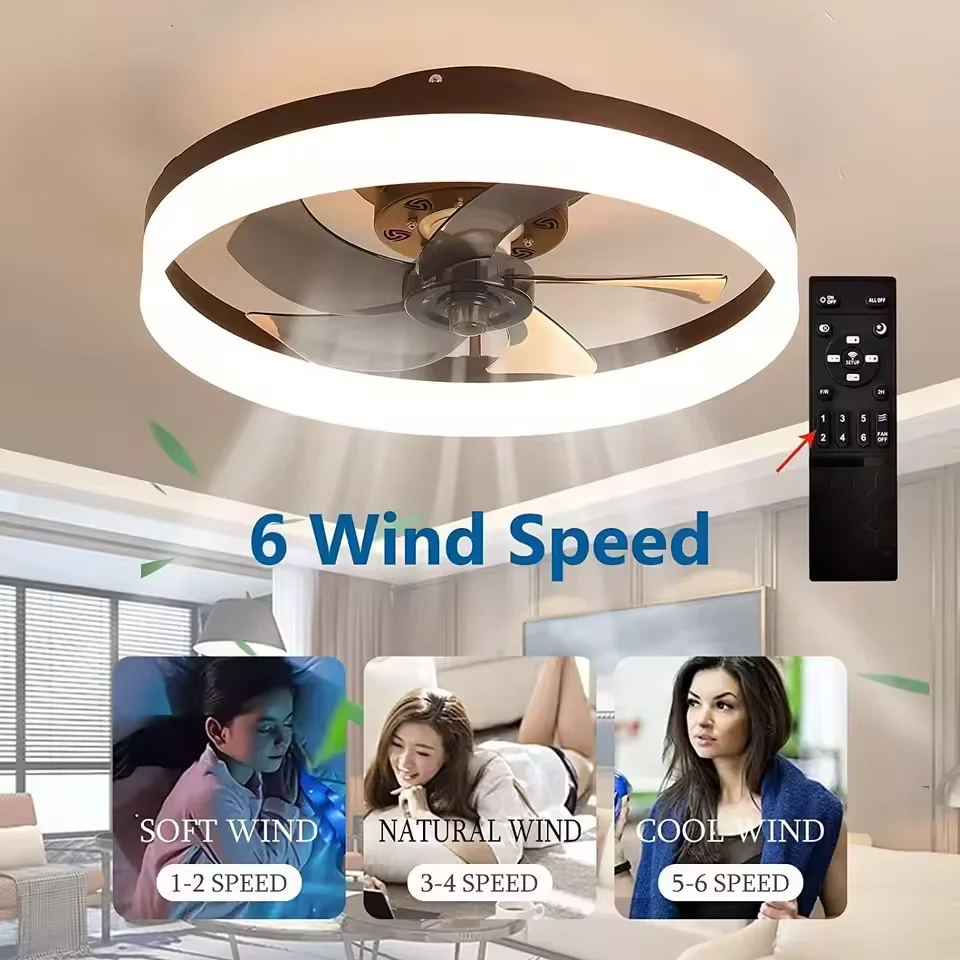 

Modern smart ceiling fan LED black ceiling fan with light Bedroom Living Room Decorative Silent ventilateur de chambre light