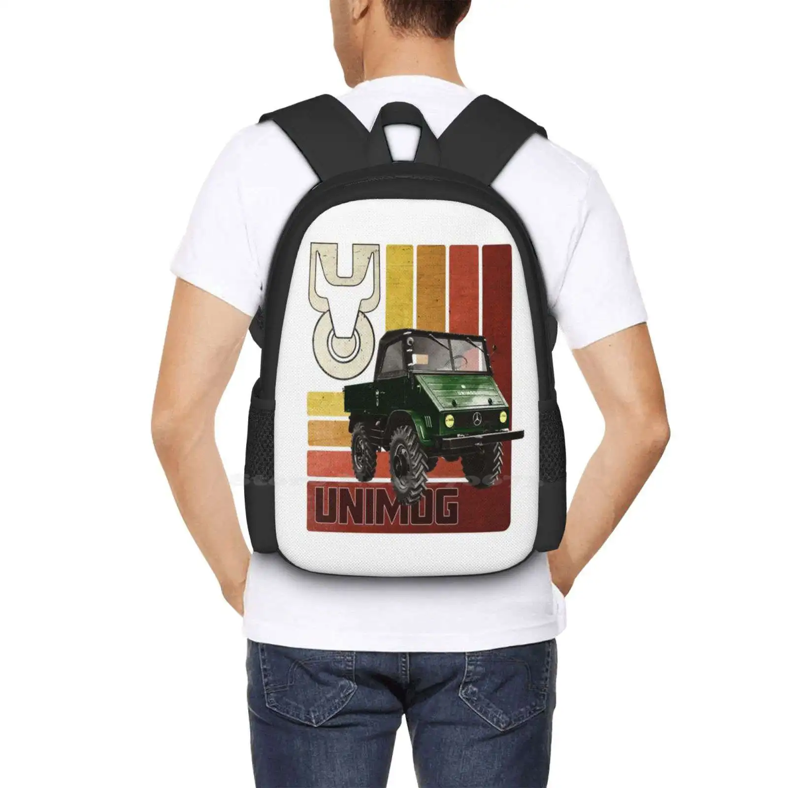 Unimog-Mochila monster caminhão vintage, sacos gráficos frescos do totó dos desenhos animados, moda automotiva, venda quente, vetor, velha escola