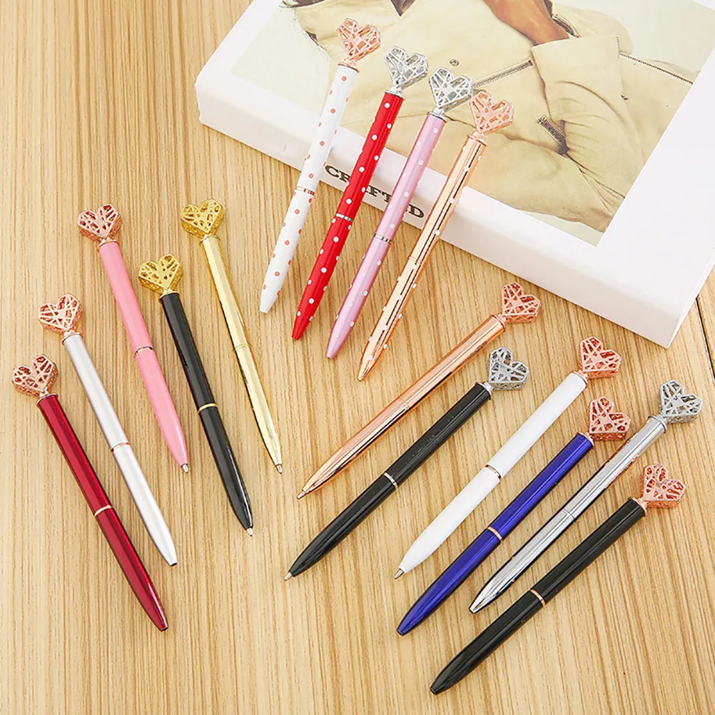 

6Pcs Heart Shape Ballpoint Pens Metal Writing Pens for Students Office Supplies Creative Smooth Writing Pen Set for Women School