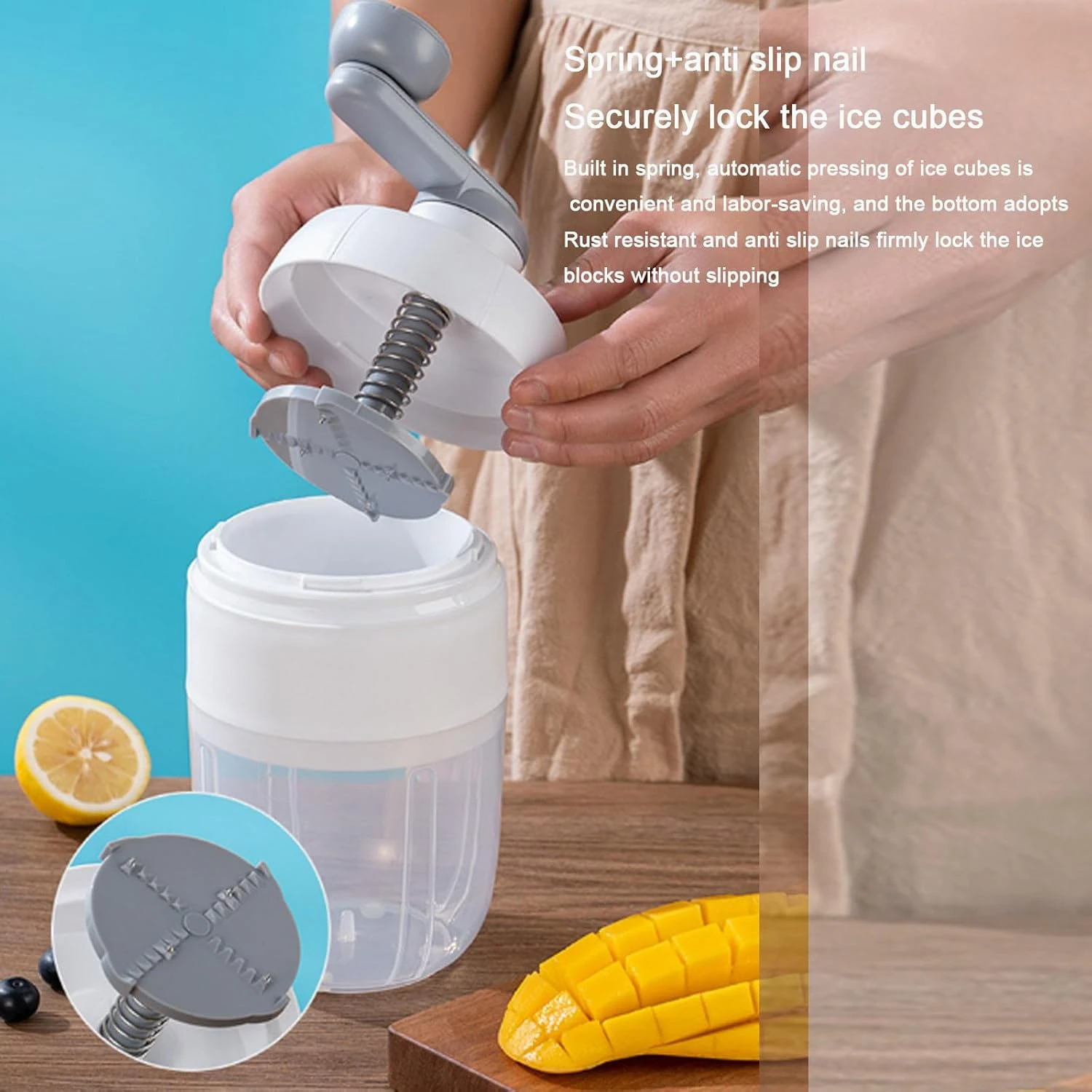 Прозрачная машина для бритья льда с лезвиями из нержавеющей стали для домашнего бритья льда, булочек и коктейлей