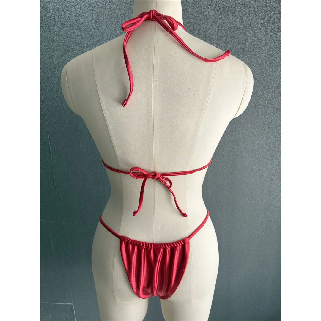 S - XL Neuer, sexy, goldener Bikini mit hohem Beinausschnitt, Damen-Badeanzug, zweiteiliges Bikini-Set, Badebekleidung, Badeanzug, Modell V6192G. – Detail 9