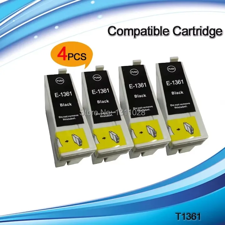 INK WAY 4 PACK T1361 large size chipped cartridges WITH INK for  EPSON K101 K103 K201 K301 T1361