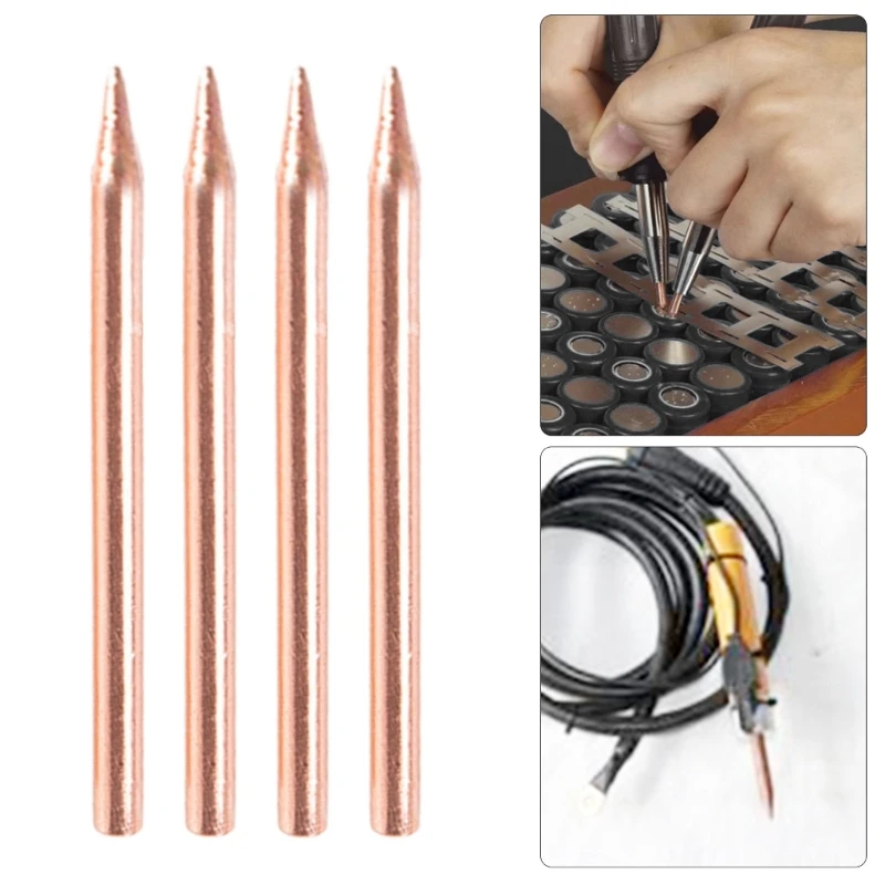 Wear Resistant 4PCS 50mm Electrode Tip Needle for 18650 Spots Welder Detailed Battery Project Battery Pack Assembly Tool M4YD