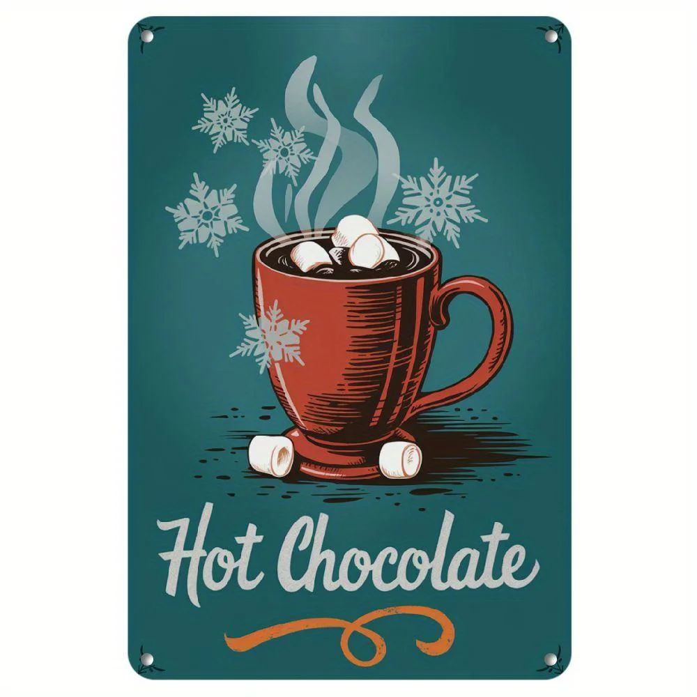 8X12 Inches Retro Design with Hot Chocolate Vector Illustration Suitable for Room Decoration and Living Room Decoration