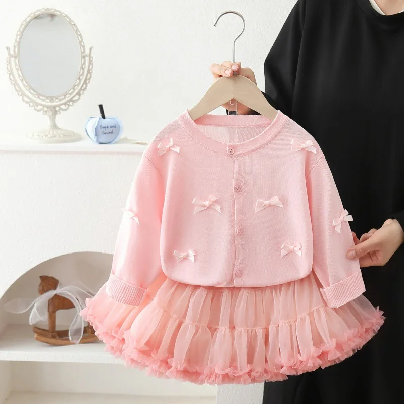 Girls Dress Clothes Sets Summer Children Sun-proof Clothing Thin Coats Skirts 2pcs Princess Suit For Baby Party Outfits Kids 6Y