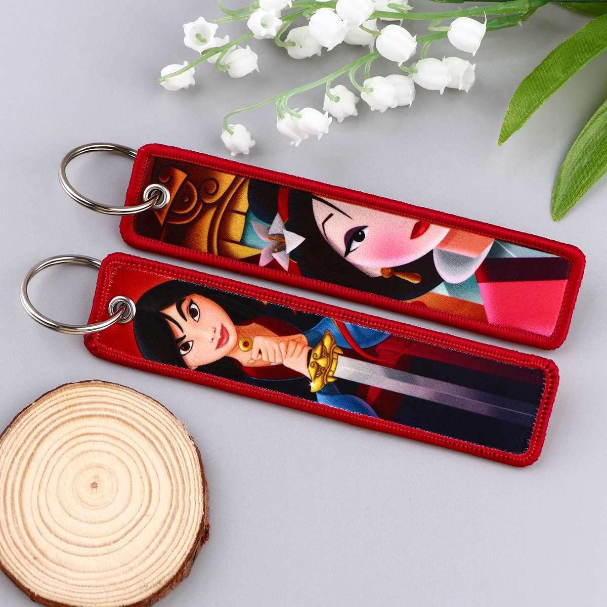 Classic Cartoon Mulan Key Fobs Holder Key Tag Key Ring Mouse Pattern Key Chain for Motorcycles Jewelry Accessories Children Gift