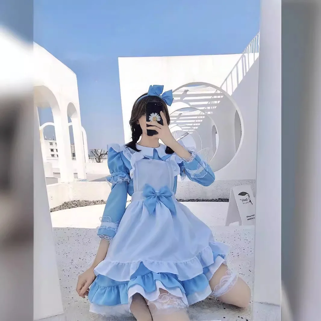 ชุดคอสเพลย์โลลิต้าแนวเจ้าหญิงน้อยน่ารักสไตล์นักเรียน แขนยาว ผ้าเนื้อนุ่ม สำหรับผู้หญิง แนวอลิซในแดนมหัศจรรย์