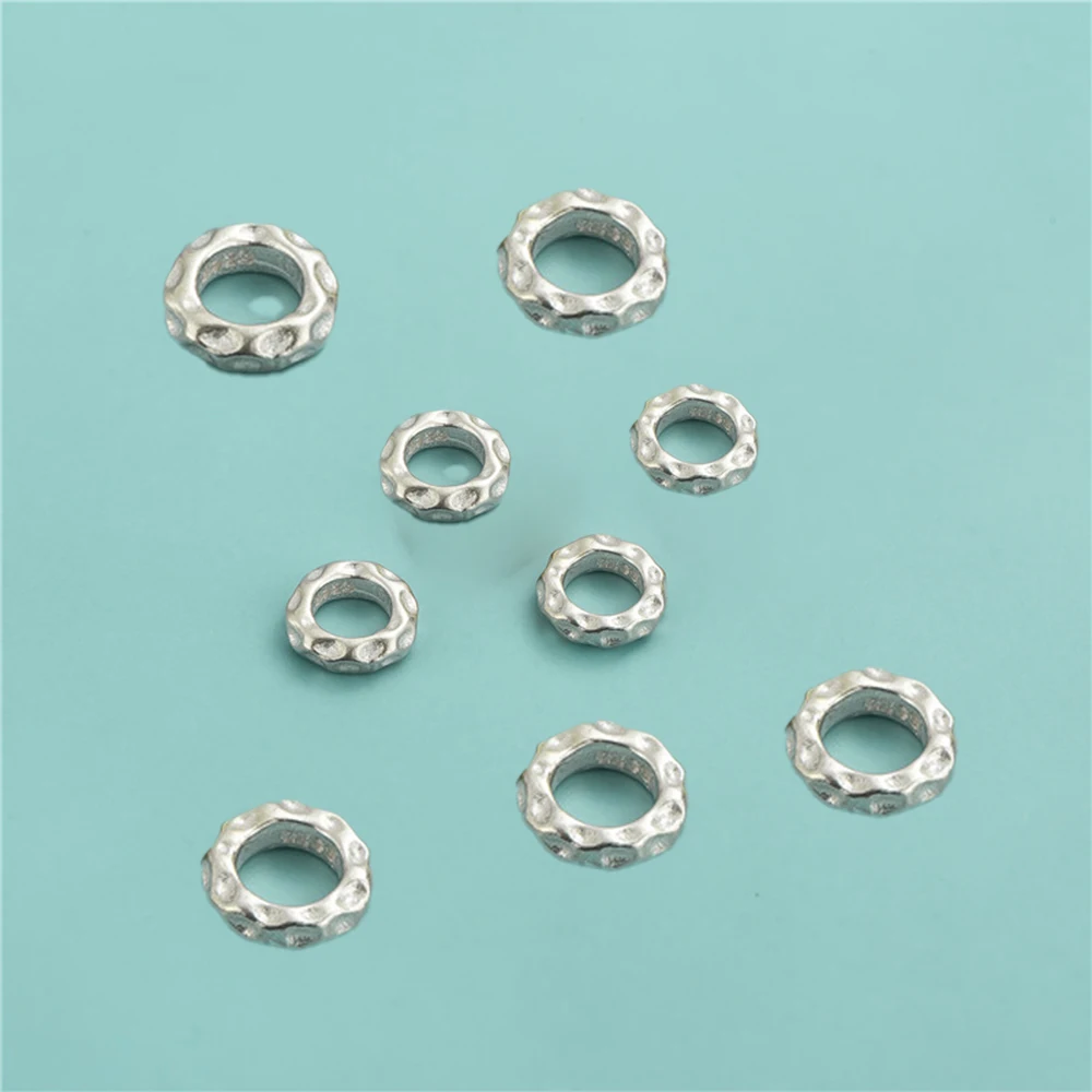 2pcs Real Authentic 925 Sterling Silver Large Hole Loose Beads for DIY Leather Bracelet Earring Necklace Jewelry Making Supplies