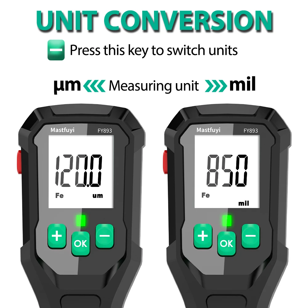 MASTFUYI قياس سمك طلاء السيارات 0-1350μm شاشة LCD الرقمية طلاء السيارات فيلم تستر أداة قياس سمك الطلاء #5