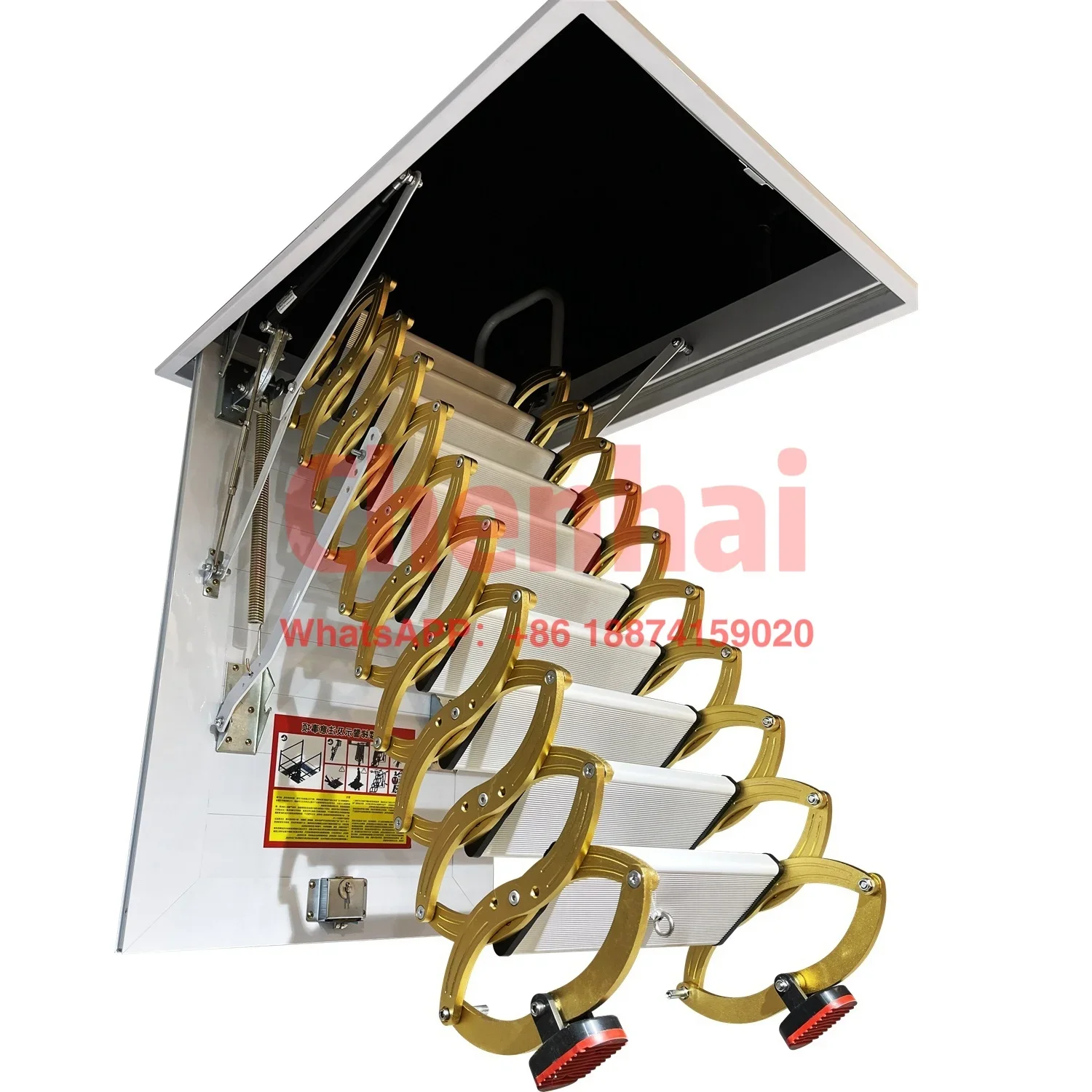 Anodizing Finish Manual Operated Pull Down Attic Ladder With Hatch Door