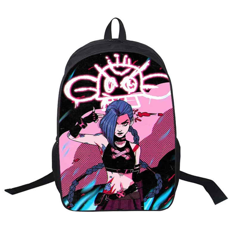 Arcane League Jinx Print School Bags for Boys Girls Unisex Laptop Backpack Bag Arcane League Lol Jinx Anime School Backpack