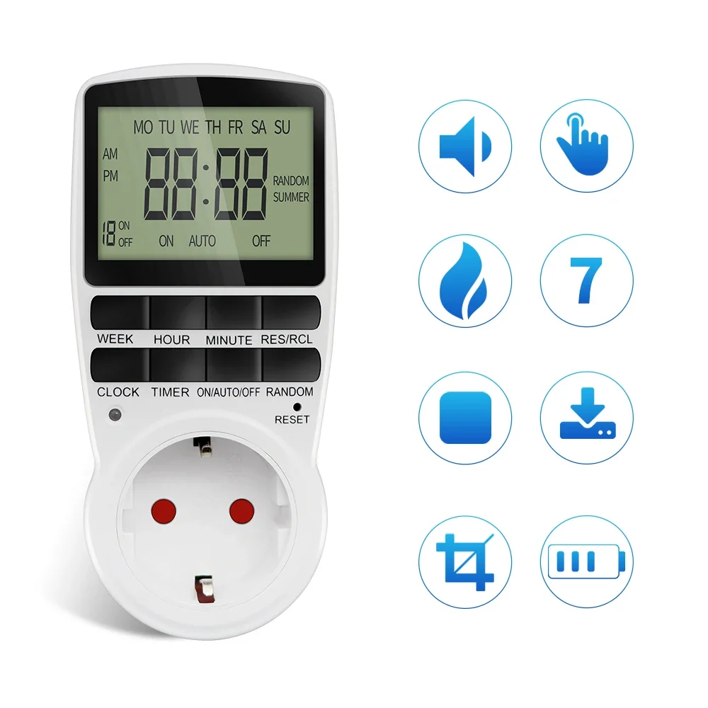 Digital Timer Switch Electronic 12/24 Hour 7 Day Programmable Timing Socket Kitchen Appliance Time Control EU US FR Plug Outlet