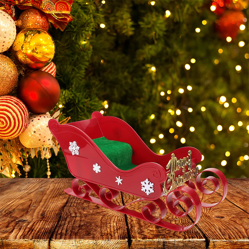 

2 Set Sleigh Decoration Christmas Candy Container Large Plastic Gift Basket