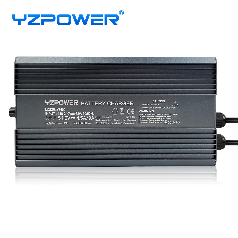 YZPOWER 54.6V 9A Battery Charger For 13S 48V Universal E-bike E-tool High Quality With Cooling Fans Support Dual Voltage
