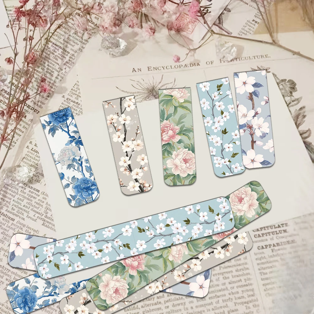 5PCS Creative Flower Magnetic Bookmarks DIY Student Supplies Paper Books Page Marking Interlayer Decorative Bookmarks image 5