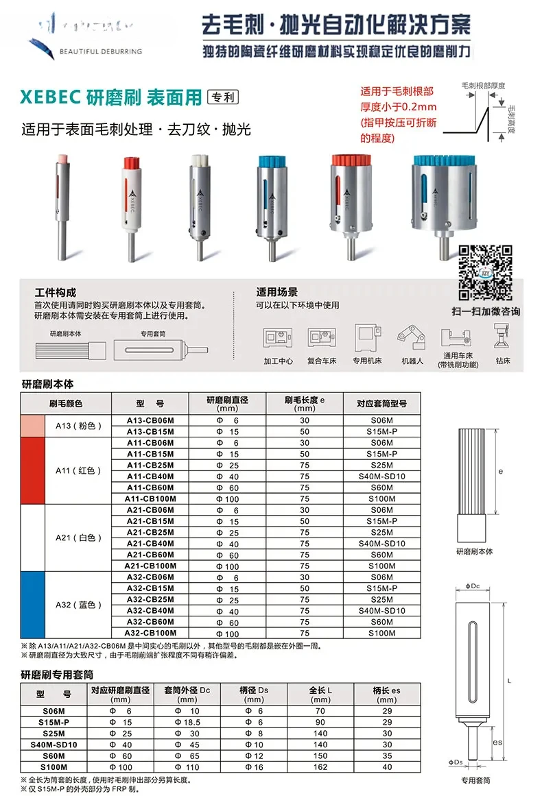 1PCS A32-cb06m /15M/25M surface deburring ceramic fiber brush Sharp XEBEC steel stripper brush