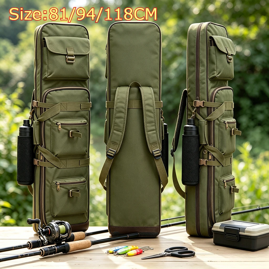 Fishing Rod Bag Multifunctional Portable Fishing Gear Storage Backpack Waterproof Lure Rod Carry Case