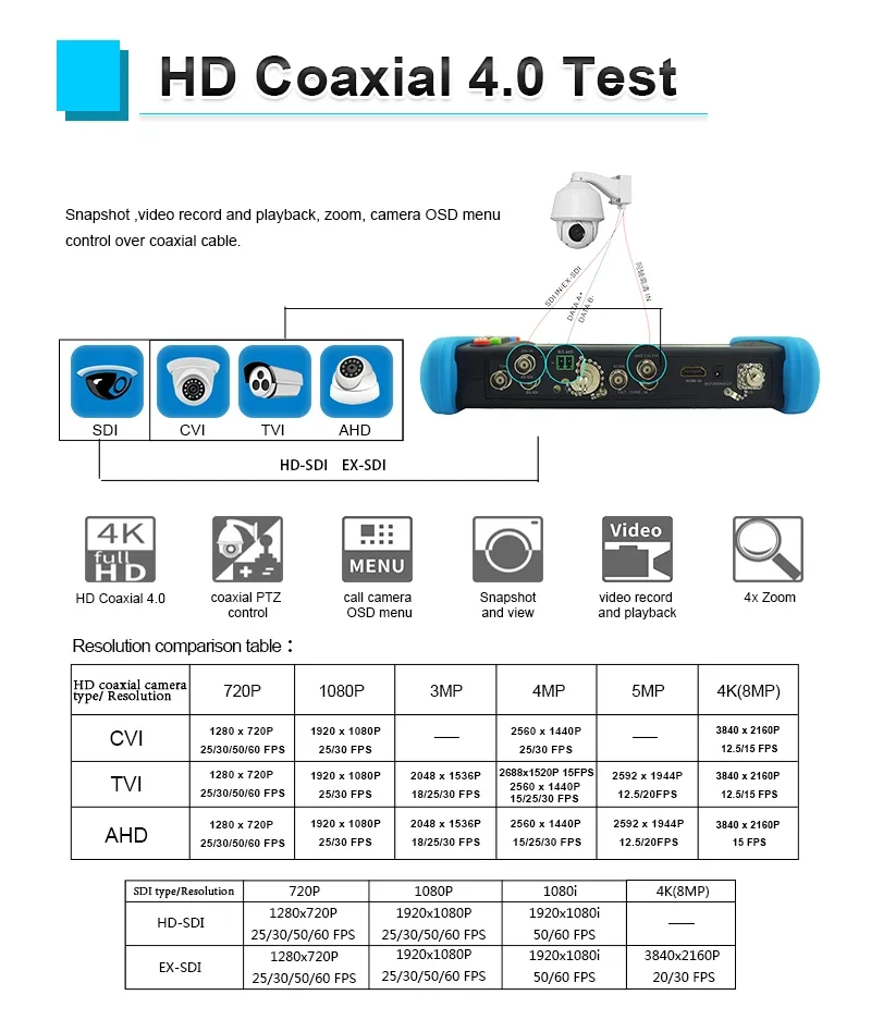 Testeur de caméra IP IPC 9800 Pro 8K 8MP CCTV IPC moniteur 7 pouces H.265 4K HDMI vidéo POE IP PTZ testeur de vidéosurveillance test de câbles VGA HDMI