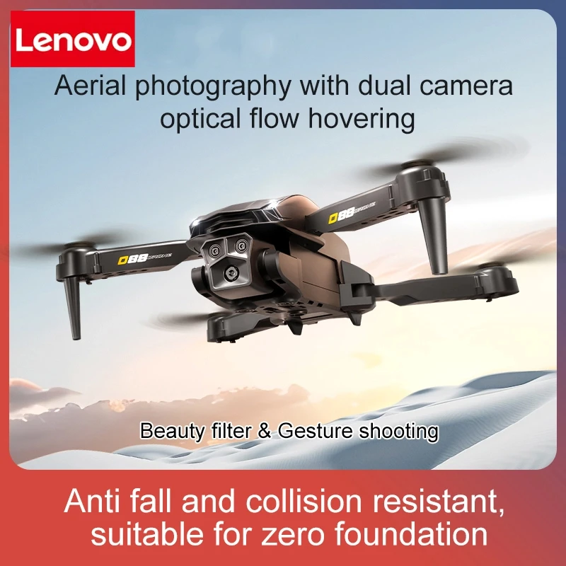 Lenovo D88 Drone 8K HD Dual Camera Professional Aerial Photography Optical Flow Hovering Gesture Shooting Folding Brushless UAV