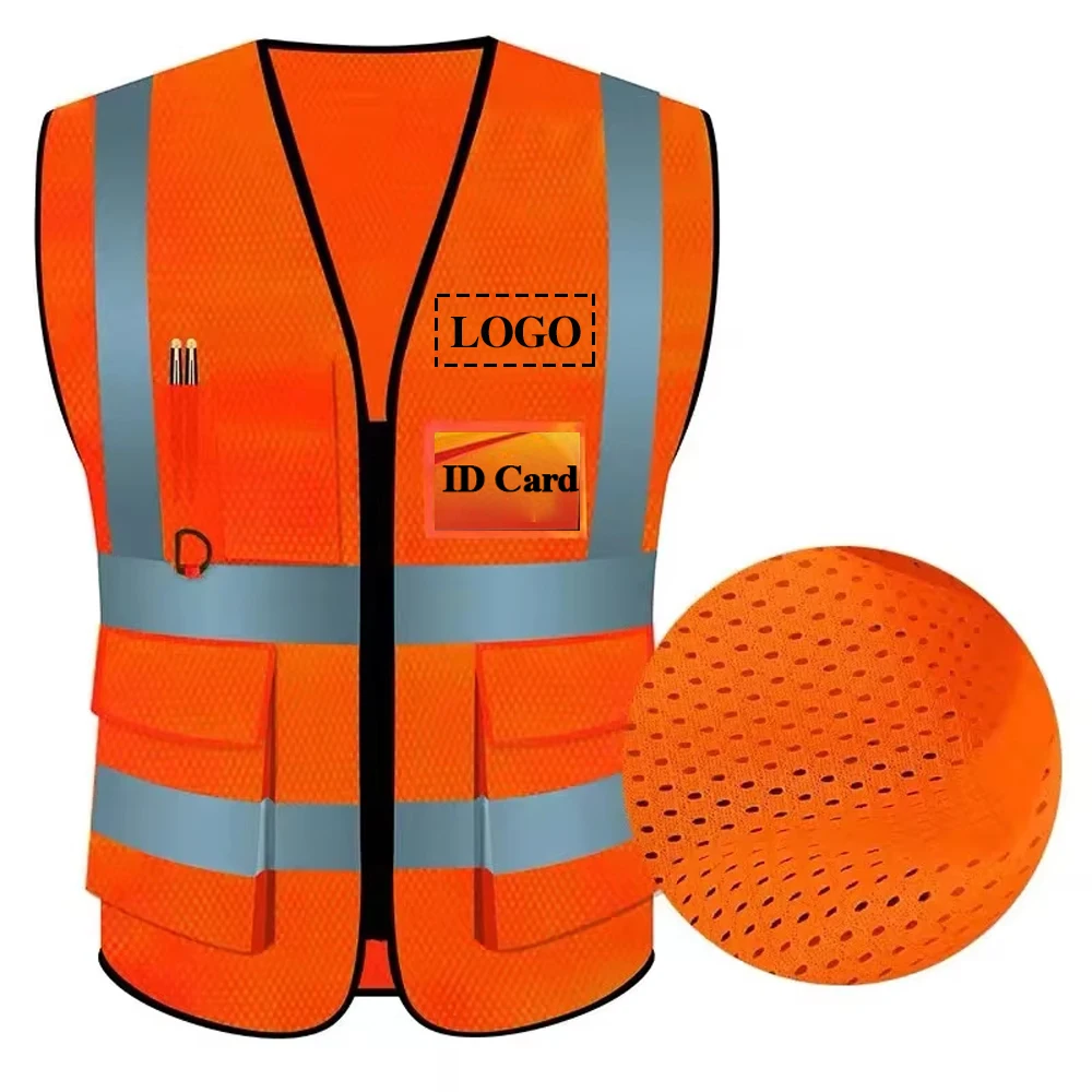 

Summer Mesh Safety Vest for Men Women Custom LOGO Construction Worker Volunteer Uniform Work Clothing Workwear