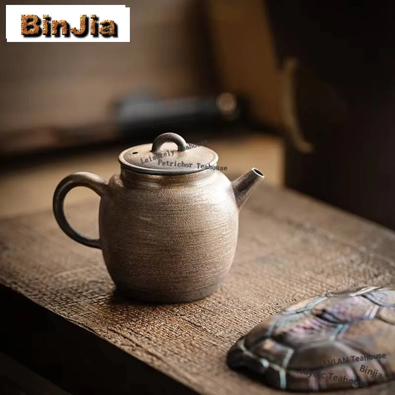 110ml Handmade Gilt Silver Teapot Household Coarse Pottery Tea Pot Ancient Pot Japanese Tea Soaking Kettle Tea Ceremony Ornament