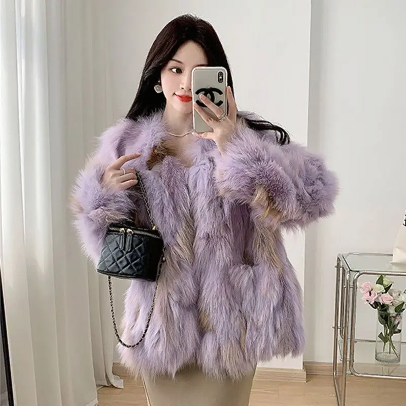 2024 Winter New Multi-color Thick Fur Coat for Women, Young and Fashionable Lady Jacket Warm