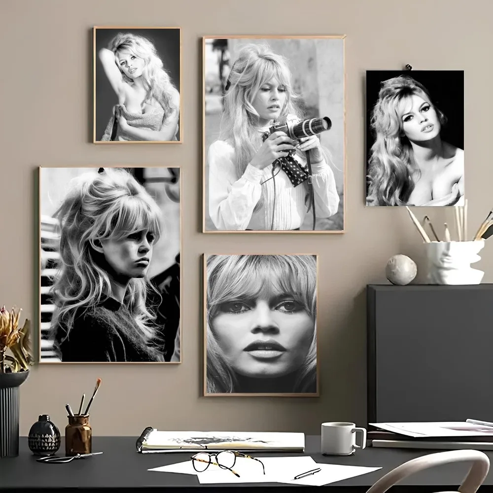 1PC Brigitte Bardot Attractive French Film Star Retro Poster Waterproof HD Sticker Bedroom Entrance Home Living Room Wall Decor