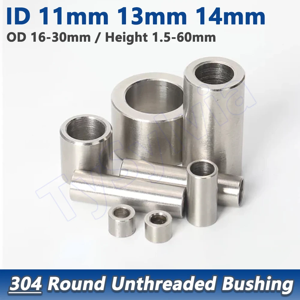 M11 M13 M14 304 Stainless Steel Round Unthreaded Spacer Standoff, Hollow Bushing Sleeve, OD 16-30mm