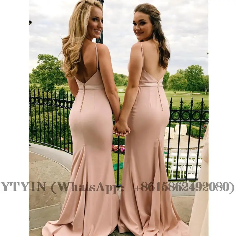 

Spaghetti Mermaid Bridesmaid Dresses Floor Length Wedding Guest Maid of Honor Dress Gowns robe de soirée de mari