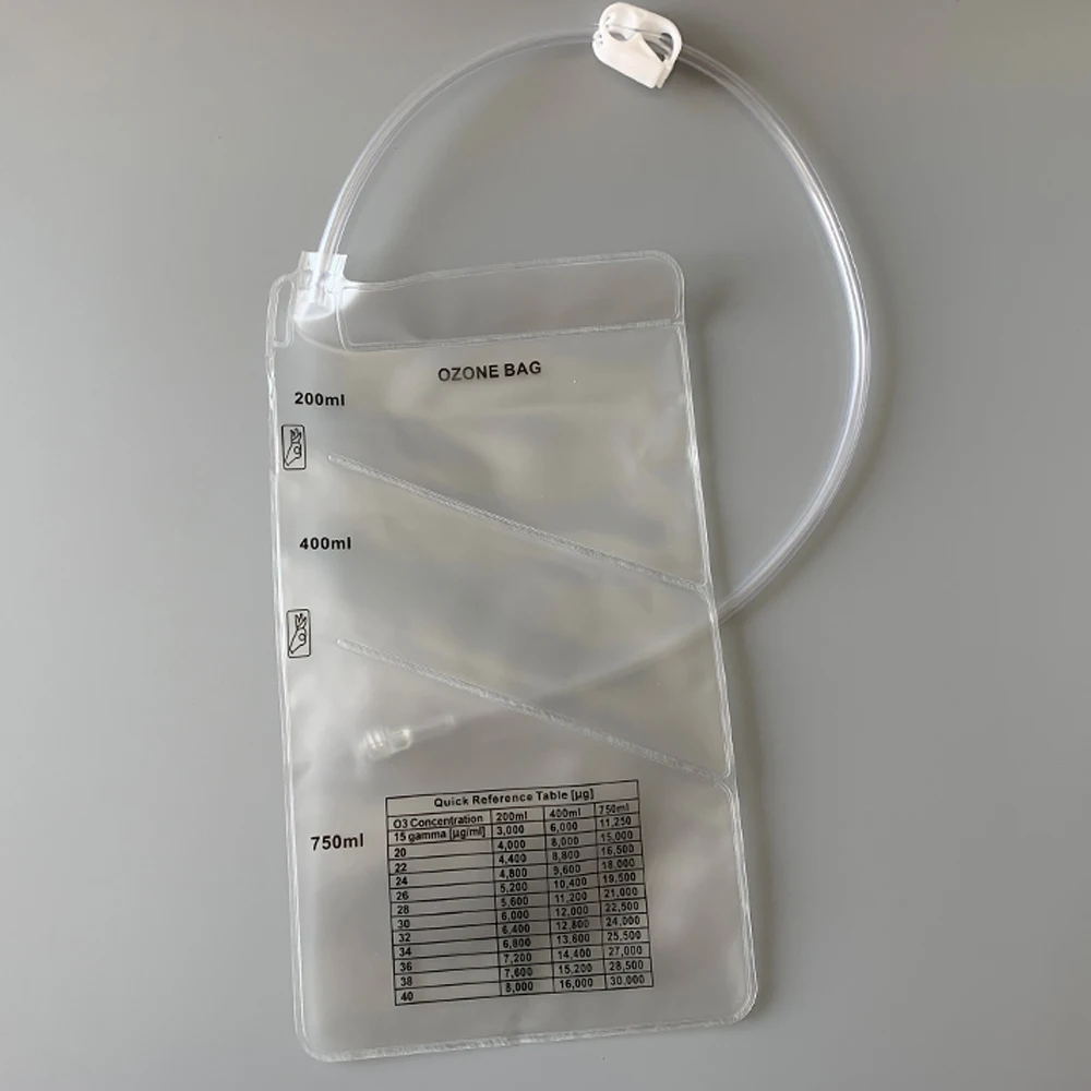 Durable 200ml 400ml 750ml Measuring 3 Chambers Bags with Luer Connector Resistant PP for Rectal Insufflation Therapy