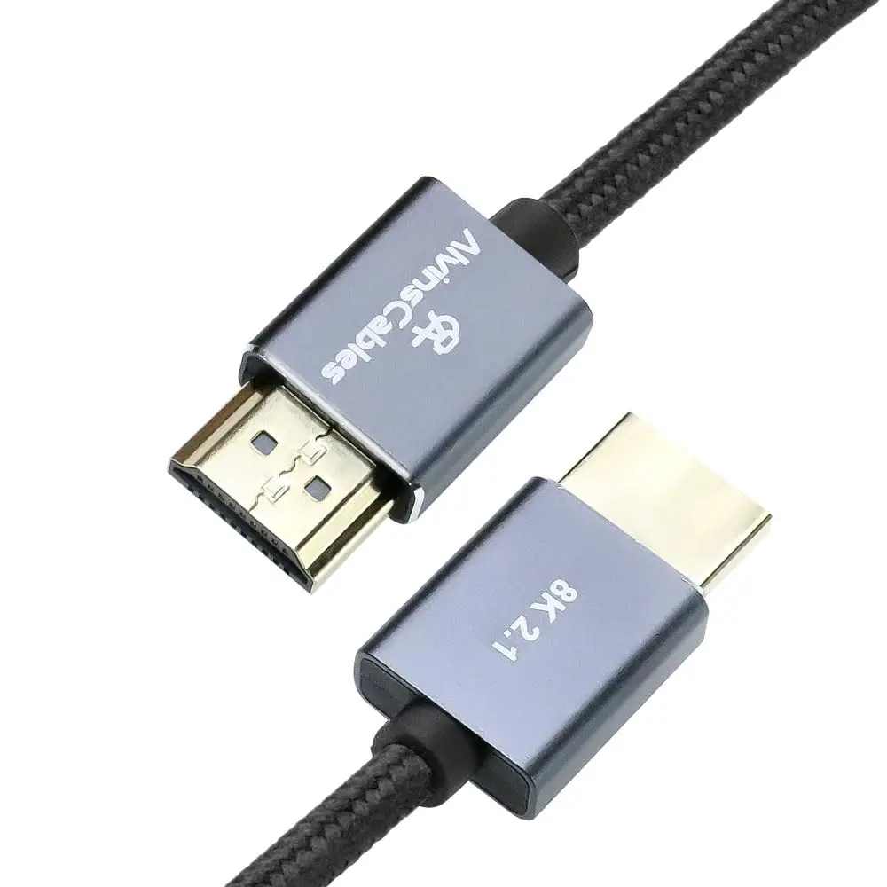 Alvin's Cables Right Angle Micro HDMI to HDMI Cable 8K 60Hz 4K 120Hz Braided Coiled HDMI 2.1 for Sony A7RIII A7II A7M3 Canon R