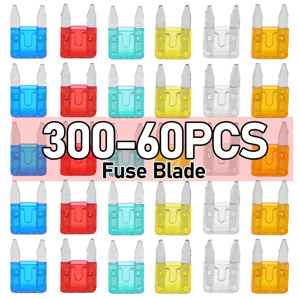 60-300pcs Auto Car Styling Cars Truck Mini Fuse Mixed Set Kit Safety Assortment Mini Truck Blade Fuse Replacement Accessories