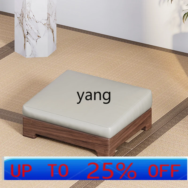 

LTT all solid wood new Chinese-style worshipping mat household square home leather art worshipping stool fabric art