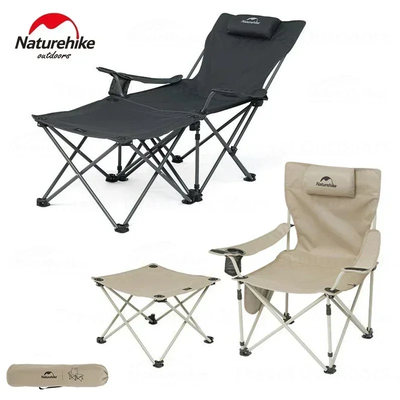 Naturehike Folding Lounges Chair Set Armchair Backrest Seat Stool Side Table for Outdoor Camping Fishing Heavy Duty Portable