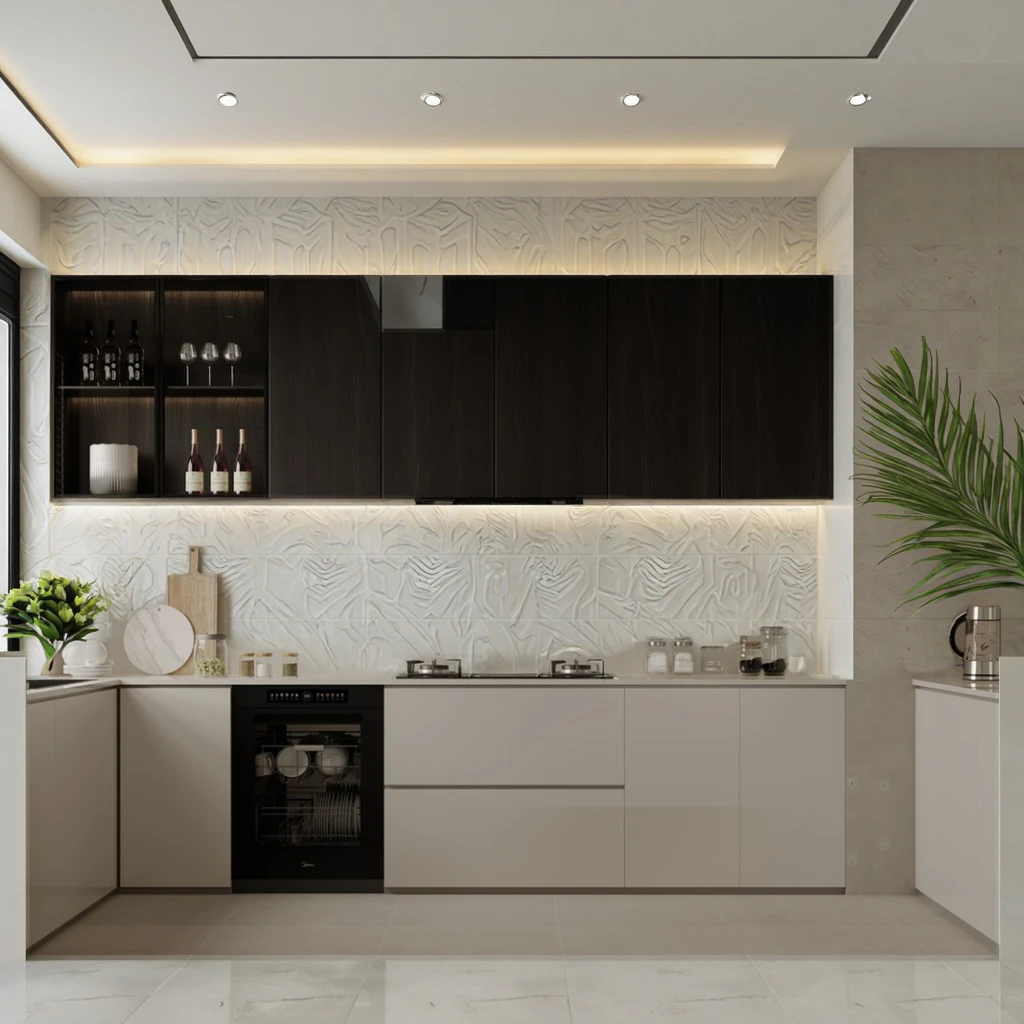 Luxury MDF Gray Kitchen Cabinets With Island Set High Gloss White Shaker Design Luxury Kitchen Cabinets