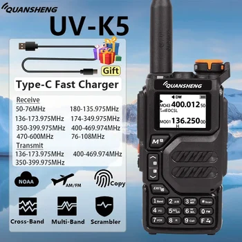 Quansheng UVK5 Walkie Talkie 50-600 MHz Pełnozakresowa ładowarka typu C AM DTMF Scrambler NOAA UVK6 K58 UV-5R Plus FM Ham Radio dwukierunkowe