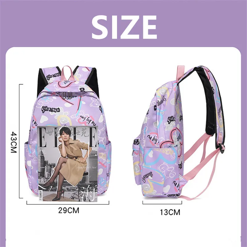 Elementary Student Backpack 3pcs/set Children New School Bags for Girls Kids Waterproof Schoolbags With Lunch Bag Pencil case