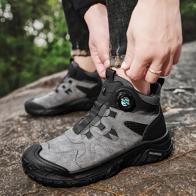 Autumn Winter New Arrival Men's Trekking Sneakers Breathable High-top Hiking Shoes Men Non-slip Outdoor Casual Sports Shoes Man