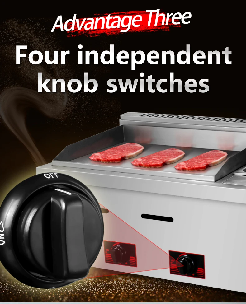 Commercial Stainless Steel Kitchen Grill Bbq Burger Fryer Hotplate Full Flat Ribbed Countertop Electric Griddle